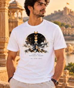 Chandra Kala T-Shirt worn by a male model – AkhandNation Nirmal Net tee