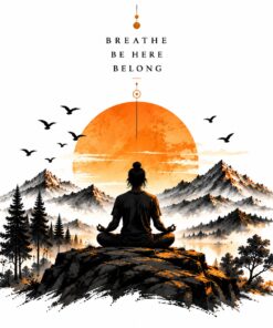 Dhyana Breathe Be Here Belong T-Shirt – heritage graphic design by AkhandNation