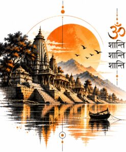 Om Shanti Ghat T-Shirt – heritage graphic design by AkhandNation