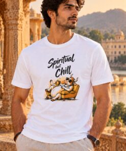 Spiritual But Chill T-Shirt worn by a male model – AkhandNation Nirmal Net tee